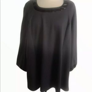 Bob Mackie’s Wearable Art 3/4 Sleeve PonteTunic with Faux Leather Trim in Gray